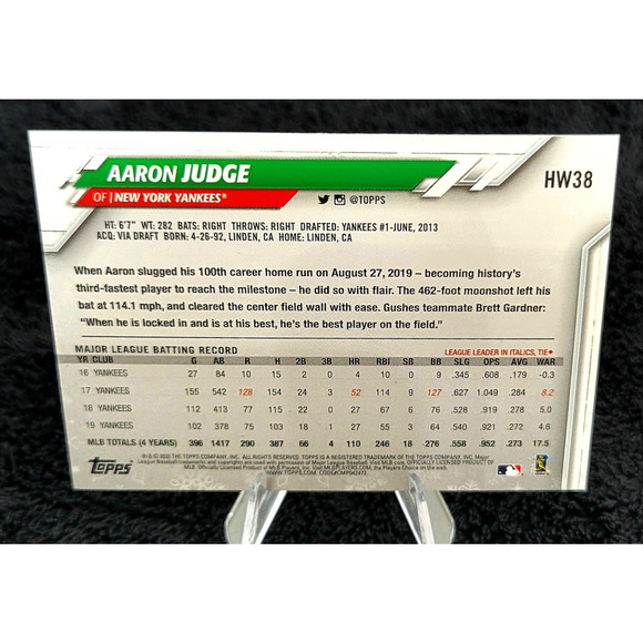 2020 Topps Holiday Aaron Judge SSP Rare Photo Variation Back Sleeve - Picture 3 of 4